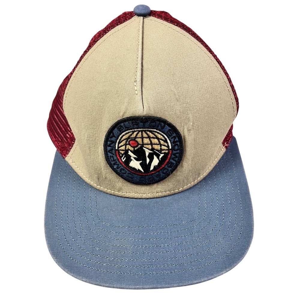 Burton Snowboards Marble High Profile Trucker Hat Snapback Mesh Cap‎ Tan Maroon